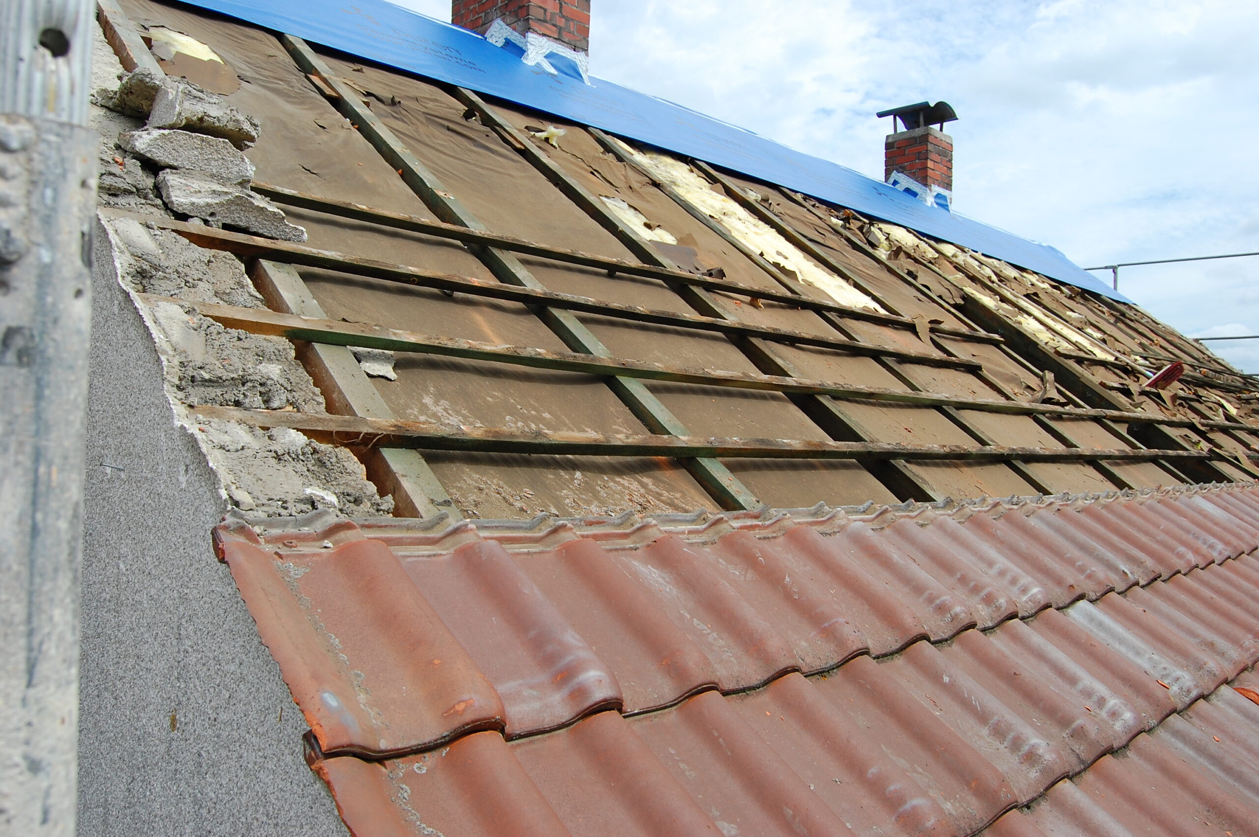 A roof being repaired in Hartlepool
